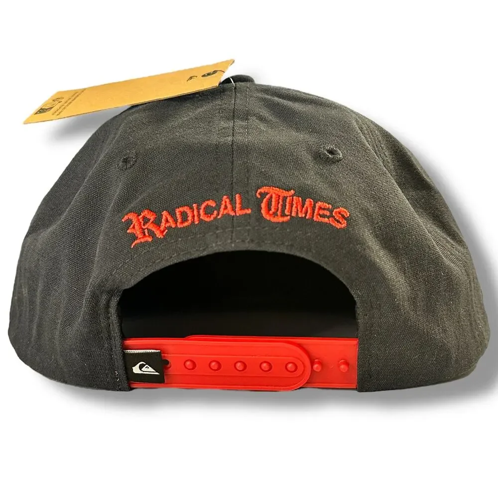 Quiksilver Radical Embroidered Snapback Baseball Cap Hat Big Boys Youth Sz 55cm